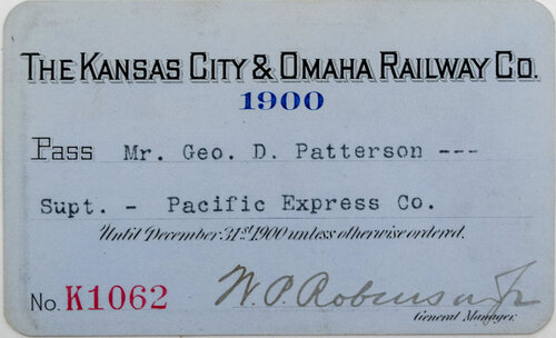 KANSAS CITY & OMAHA RY CO PASS