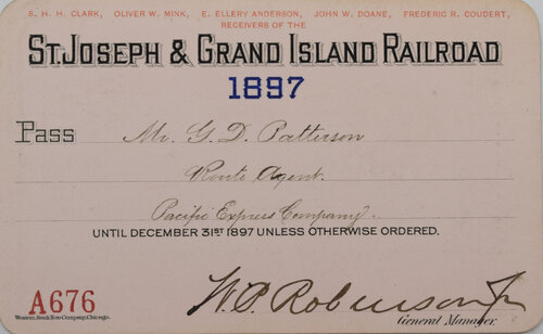 ST JOSEPH & GRAND ISLAND RR PASS