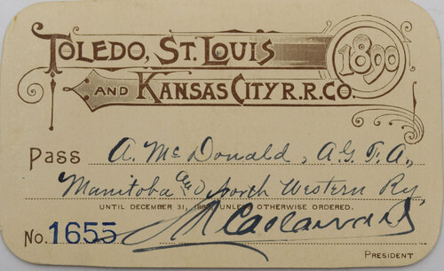 TOLEDO ST LOUIS & KANSAS CITY RR PASS