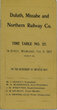 DULUTH MISSABE & NORTHERN TIMETABLE