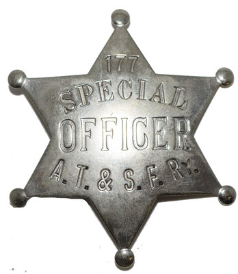 AT&SFRY SPECIAL OFFICER BADGE #177