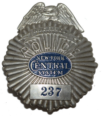 NEW YORK CENTRAL RR CO POLICE BADGE #237