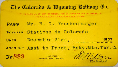 COLORADO & WYOMING RY CO PASS