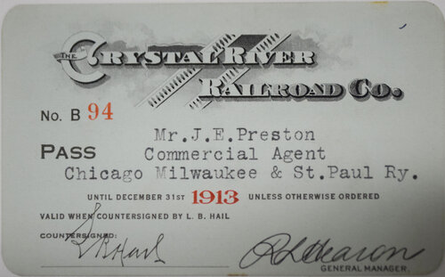 CRYSTAL RIVER RAILROAD CO PASS