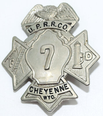 UPRR CO CHEYENNE WYO FIRE DEPT BADGE