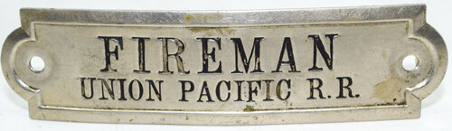 UNION PACIFIC RR FIREMAN BADGE