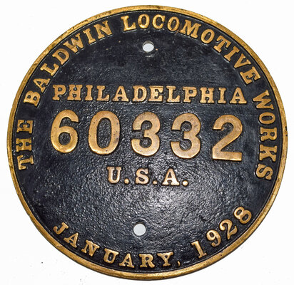ATCHISON TOPEKA & SANTA FE BUILDER’S PLATE