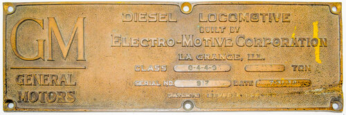 ATCHISON TOPEKA & SANTA FE BUILDERS PLATE