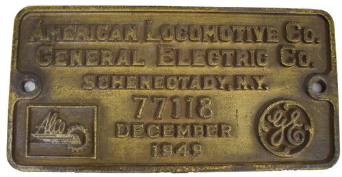 TOLEDO ARGOLA & WESTERN RAILROAD BUILDERS PLATE
