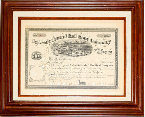 COLORADO CENTRAL RAILROAD COMPANY STOCK CERTIFICATE