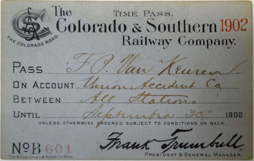 COLORADO & SOUTHERN RAILWAY PASS