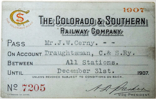 COLORADO & SOUTHERN RAILWAY PASS