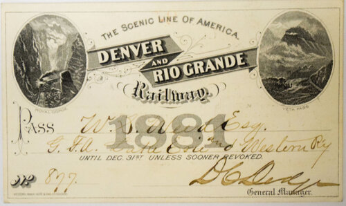 DENVER & RIO GRANDE RAILWAY PASS