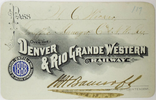 DENVER & RIO GRANDE WESTERN RAILWAY PASS