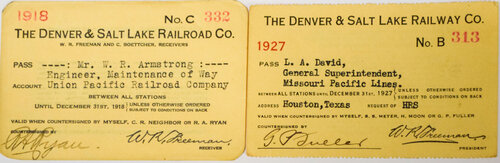 DENVER & SALT LAKE RR PASSES
