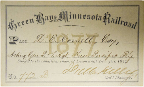 GREEN BAY & MINNESOTA RAILROAD PASS
