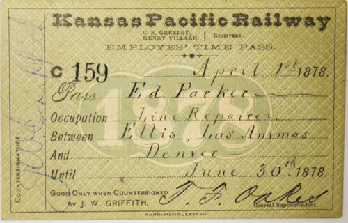 KANSAS PACIFIC RAILWAY PASS