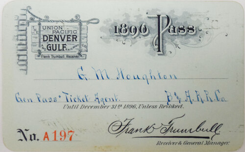 UNION PACIFIC DENVER & GULF RAILROAD PASS