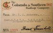 COLORADO & SOUTHERN RAILWAY PASS