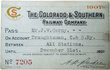 COLORADO & SOUTHERN RAILWAY PASS