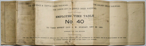 FLORENCE & CRIPPLE CREEK TIMETABLE