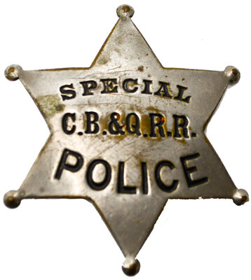 CB&Q RR SPECIAL POLICE BADGE  
