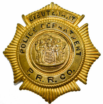 PRR CO POLICE DEPARTMENT LIEUTENANT BADGE  
