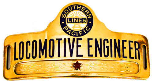 SOUTHERN PACIFIC LOCOMOTIVE ENGINEER BADGE  
