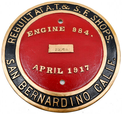 AT&SF RY BUILDERS PLATE  