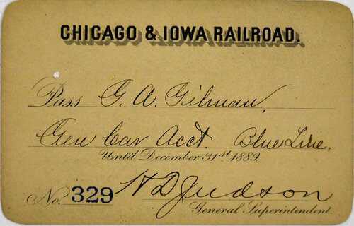 CHICAGO & IOWA RAILROAD PASS  