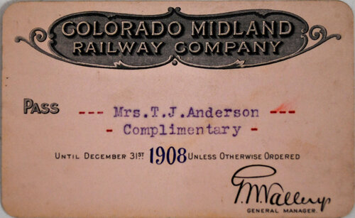COLORADO MIDLAND RAILWAY CO PASS  
