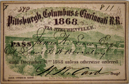 PITTSBURGH COLUMBUS & CINCINNATI RR PASS  
