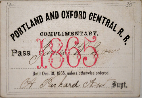 PORTLAND & OXFORD CENTRAL RR PASS  

