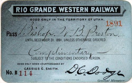RIO GRANDE WESTERN RAILWAY PASS  
