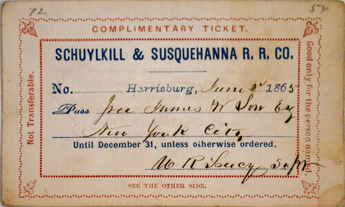 SCHUYLKILL & SUSQUEHANNA RR CO PASS  
