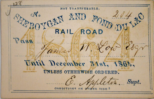 SHEROYGAN & FOND DU LAC RAILROAD PASS  
