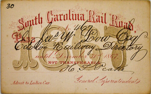 SOUTH CAROLINA RAILROAD PASS  