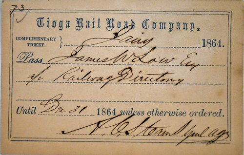 TIOGA RAILROAD COMPANY PASS  

