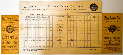  MANITOU & PIKES PEAK RAILWAY TIMETABLE  
