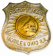 View lot 38 MOBILE & OHIO PATROLMAN BADGE