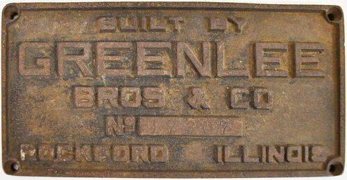 GREENLEE BROS & CO BUILDERS PLATE