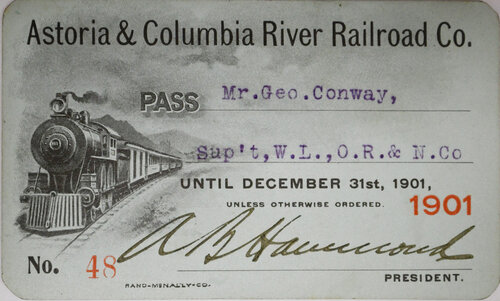ASTORIA & COLUMBIA RIVER RAILROAD CO PASS