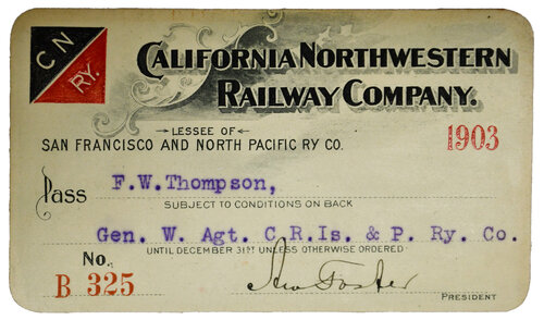 CALIFORNIA NORTHWESTERN RY CO PASS
