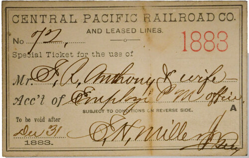 CENTRAL PACIFIC RAILROAD CO PASS