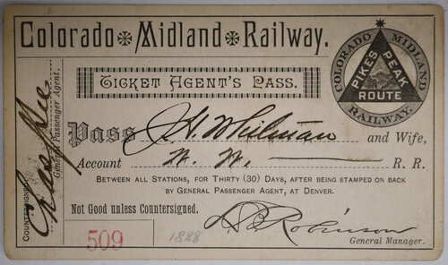 COLORADO MIDLAND RAILWAY PASS