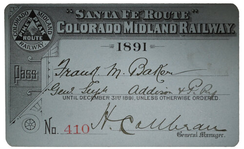 COLORADO MIDLAND RAILWAY PASS