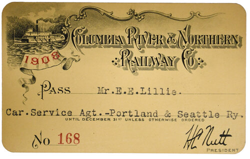 COLUMBIA RIVER & NORTHERN RY CO PASS