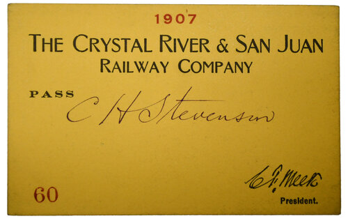 CRYSTAL RIVER & SAN JUAN RY COMPANY PASS