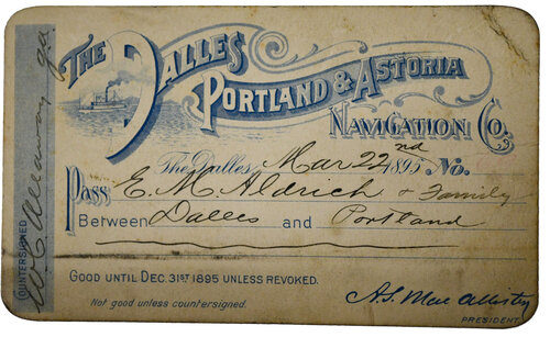 The DALLES PORTLAND & ASTORIA NAVIGATION CO. PASS