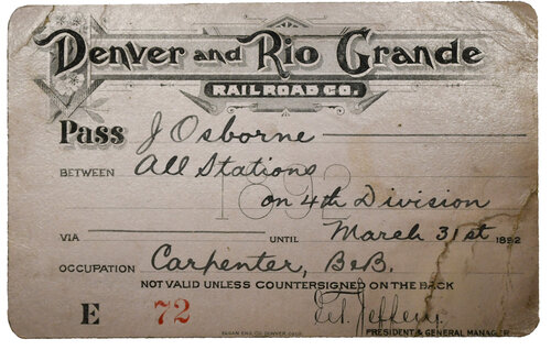 DENVER & RIO GRANDE RAILROAD CO PASS